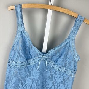 Vintage Y2K Morgan Taylor Intimates Lace Chemise Womens M Light Blue‎ Nighty